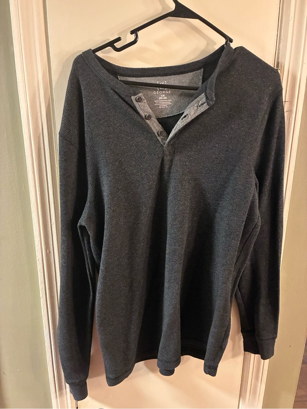 George Men's Large Gray Long Sleeve T Shirt With Buttons